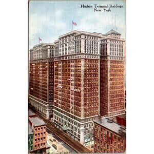 Hudson Terminal Buildings On Church St 1915 NY Vintage Postcard SPY11
